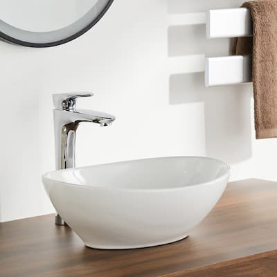 DeerValley Horizon 13'' Ceramic Glazed Oval Vessel Bathroom Sink