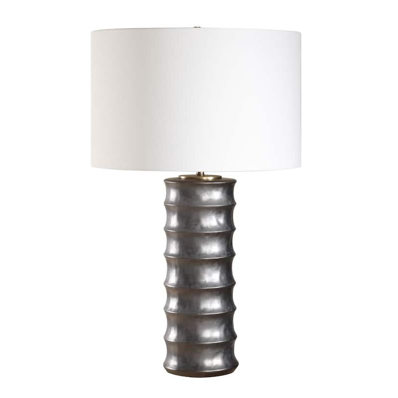 Scalloped Table Lamp with Drum Shade - 28.5"