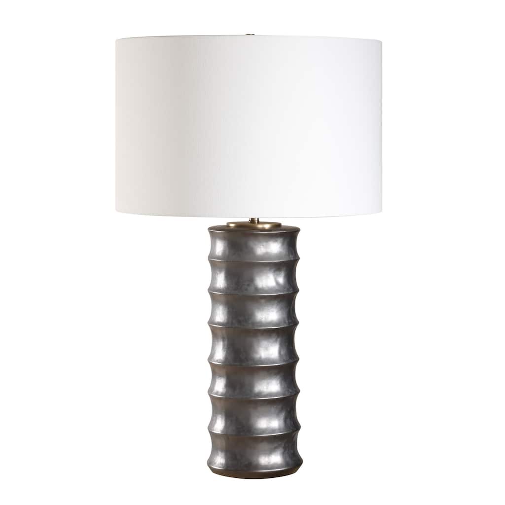 Scalloped Table Lamp with Drum Shade - 28.5"
