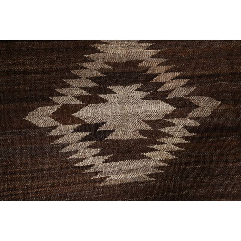 Natural Dye Geometric Tribal Kilim Oriental Area Rug Wool Hand-woven - 5'3" x 6'8"