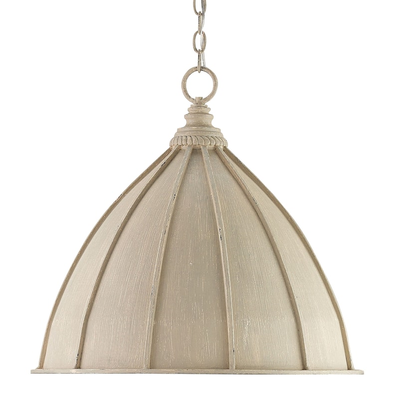 Currey & Company Fenchurch Cream Pendant - 21"h x 23"dia - 21"h x 23"dia - Oyster Cream/Silver Leaf