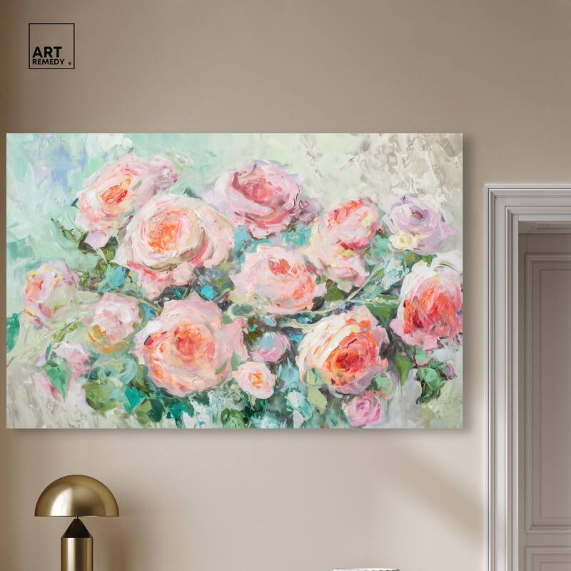 Cabbage Rose Charm Canvas by Art Remedy, Gallery Wrapped