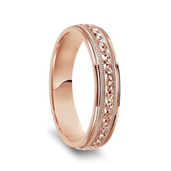 Shop 14k Rose Gold Milgrain Accented Women S Polished Wedding Ring