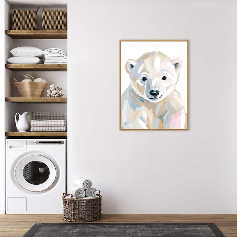 Polar Bear Cub by Ohkimiko Framed Canvas Wall Art