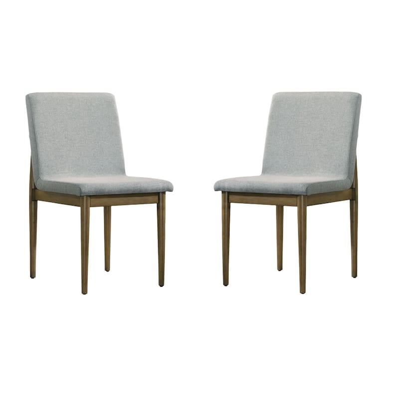 Natural Tone Frame Light Gray Fabric Set of 2pc Side Chairs Dining Room Furniture Chair Upholstered Seat