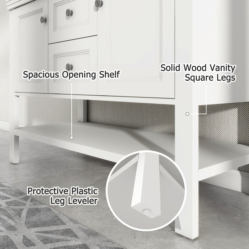 36"/48" Open Shelf Bathroom Vanity with Drop in Sink Drawer