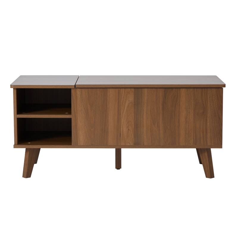 39.37 in. Wood Rectangular Lift-top Coffee Table Open Shelf