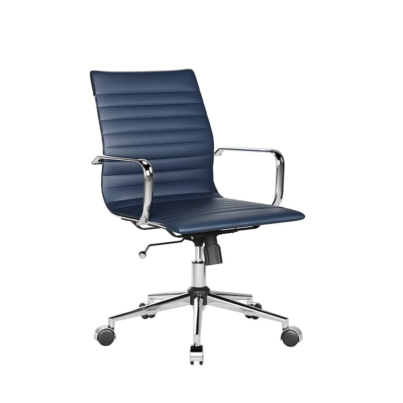 CAROCC Ribbed Computer Office Chair Swivel Lift tilt function Ergonomic Premium Leather Desk Armchair