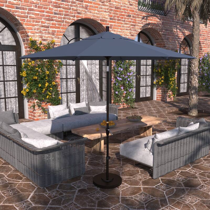 California Umbrella 9' Rd Alum Crank Open Auto Tlit Patio Umbrella - Sapphire