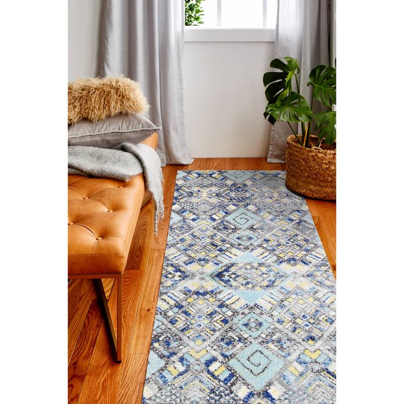 Bashian Zelig Ivory/Blue Transitional Area Rug