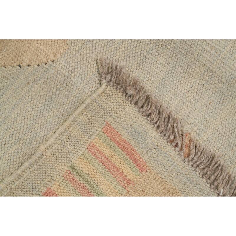 Hand Woven Oriental 100% Wool Carpet Southwestern Tribal Navy Blue & Blues Kilim Area Rug - 9' 7'' X 6' 4''