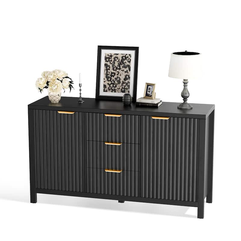 47" Modern Credenza with Adjustable Shelves Storage Cabinet