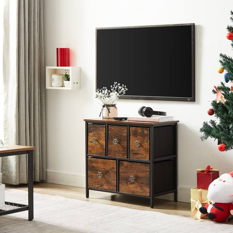 5 Drawers Furniture Storage Chest For Clothing Organization,Brown