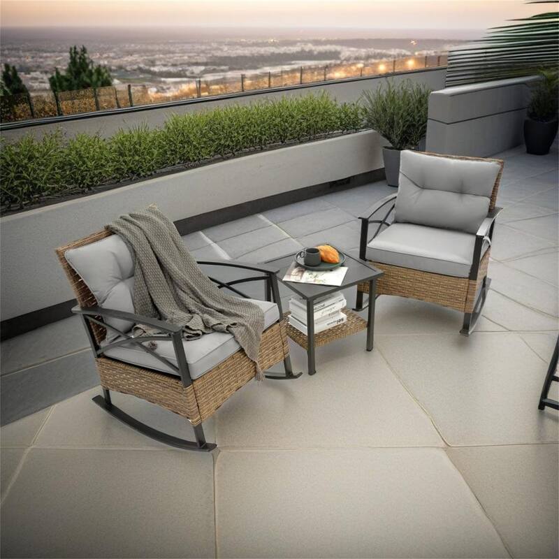 Leisure Chair Outdoor Rattan Rocking Chair Set