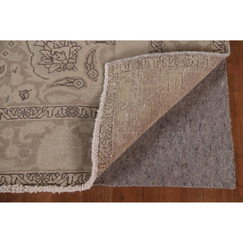 Hand Knotted Oriental 100% Wool Carpet Traditional Floral Beige & Ivories Tabriz Area Rug - 10' 1'' X 6' 3''