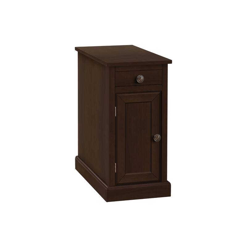 Accent Table, End, Side Table, Nightstand, Narrow, Bedroom, Lamp, Storage Drawer, Brown Veneer, Traditional