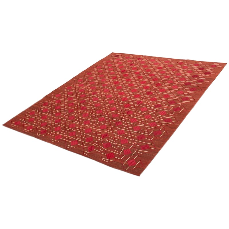 ECARPETGALLERY Flat-Weave Ankara FW Copper Silk, Wool Kilim - 8'1 x 9'9