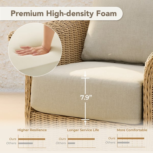dimension image slide 1 of 2, Spruce & Spring Patio Fruniture Outdoor Swivel Chair and Side Table