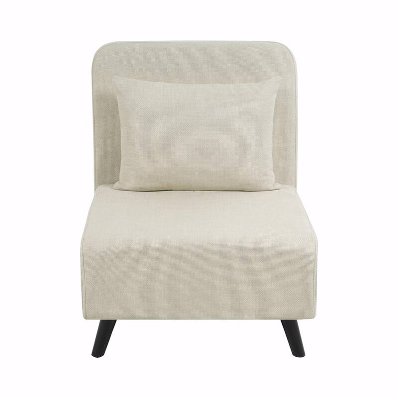 3 in 1 Foldable Linen Chaise Lounge with Adjustable Backrest, Footrest & Detachable Pillow