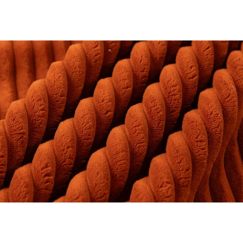 L Shaped Sectional Sofa Corduroy Upholstered Boneless Couches with Movable Footstool, With Three Pillows and Two Lumbar Pillows