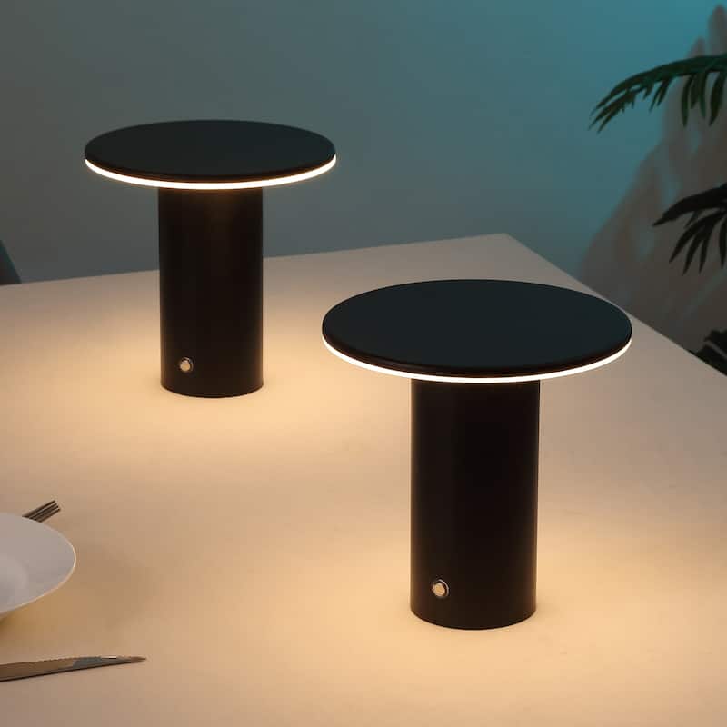 Gio 7.5" Rechargeable/Cordless Dimmable Integrated LED Table Lamp, Touch Sensor (Set of 2) - 7.50 - Black
