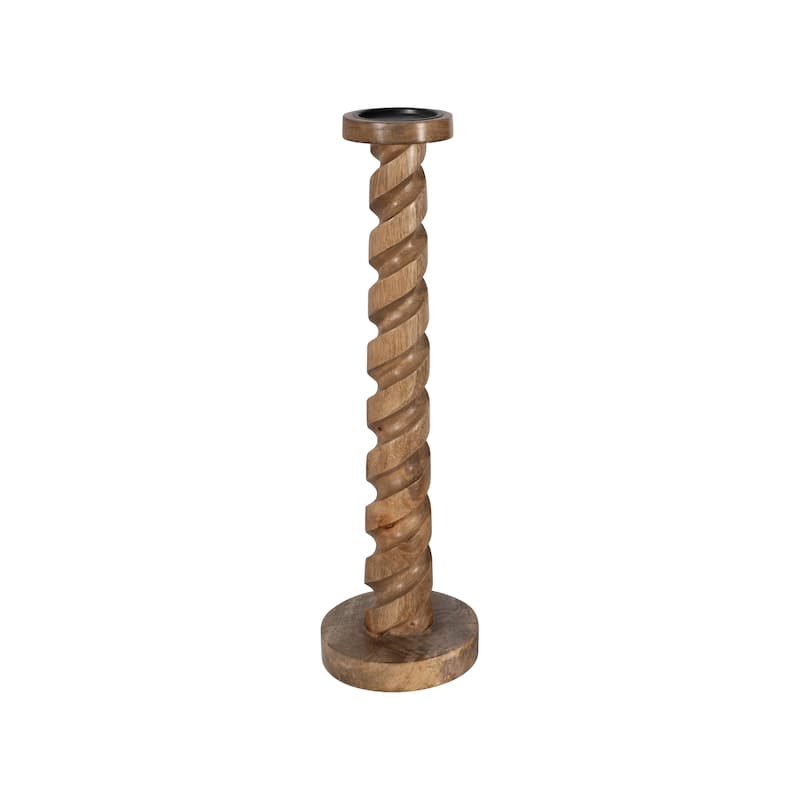 Sagebrook Home Mango Wood Spiral Candleholder - Elegant Home Decor