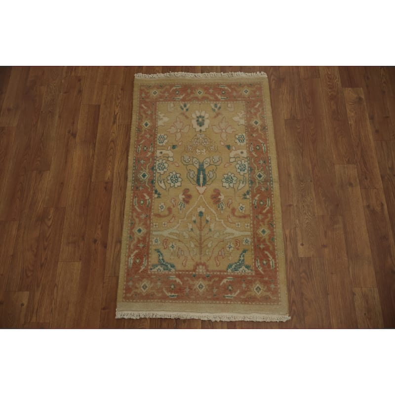 Hand Knotted Oriental 100% Wool Carpet Traditional All-Over Brown Ziegler Area Rug - 3' 1'' X 1' 10''