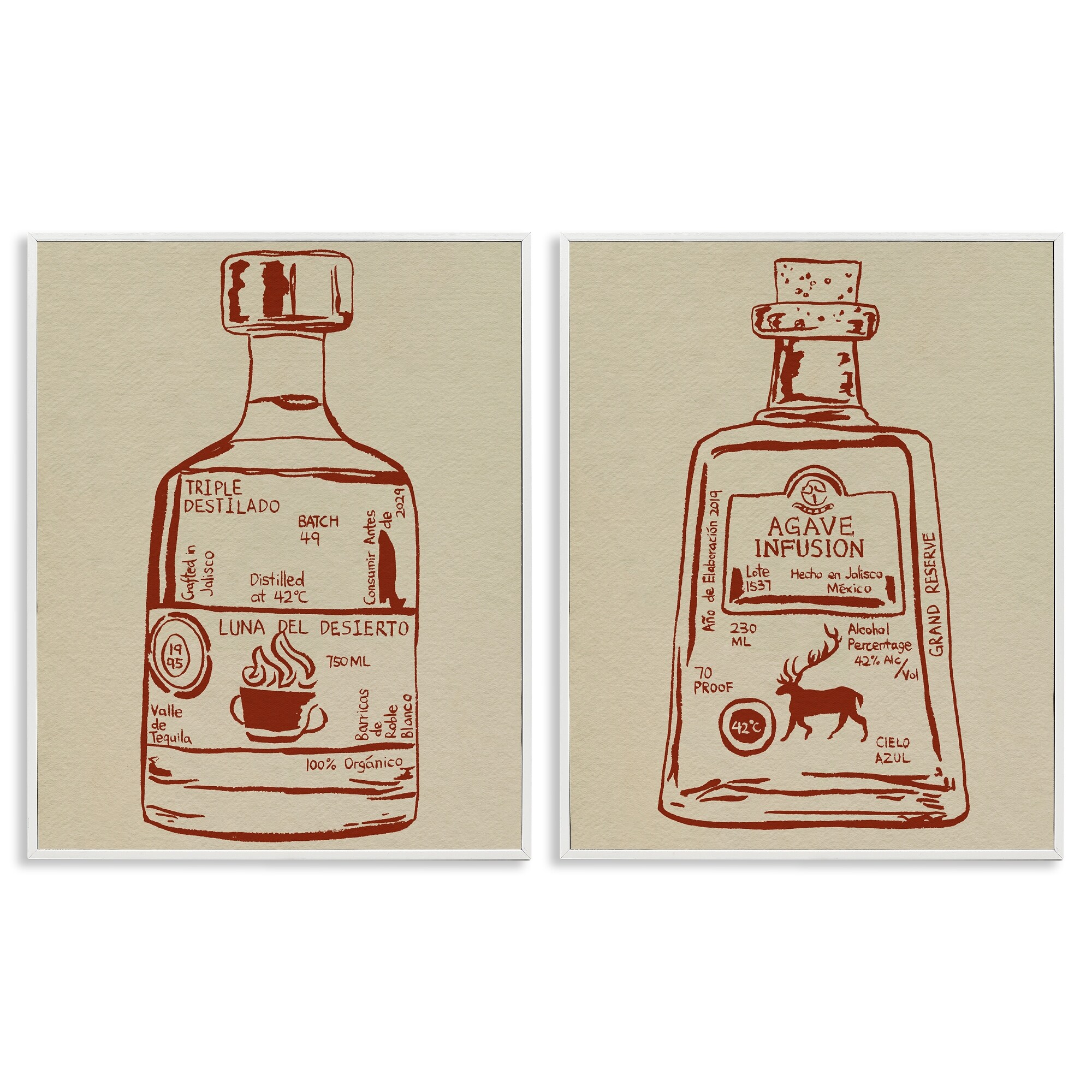 Stupell Liquor Bottle Essence Framed Giclee Art Design By Melissa Wang (Set of 2)