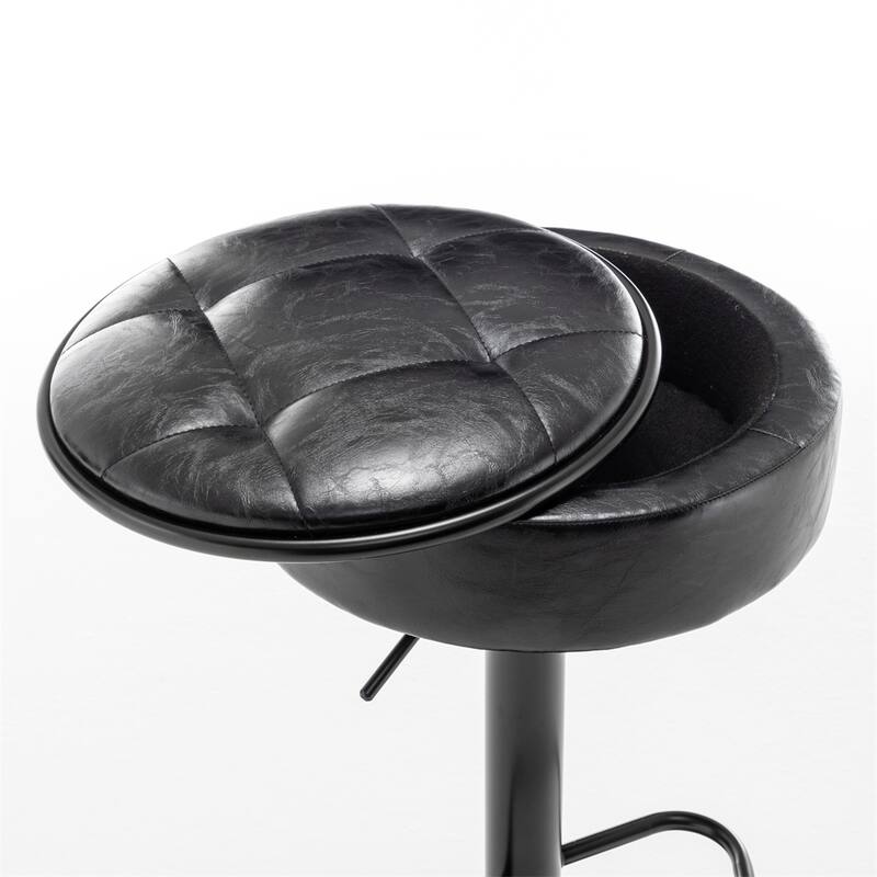 Round Storage Bar Stool,Height Adjustable Barstool,360 Swivel Stool