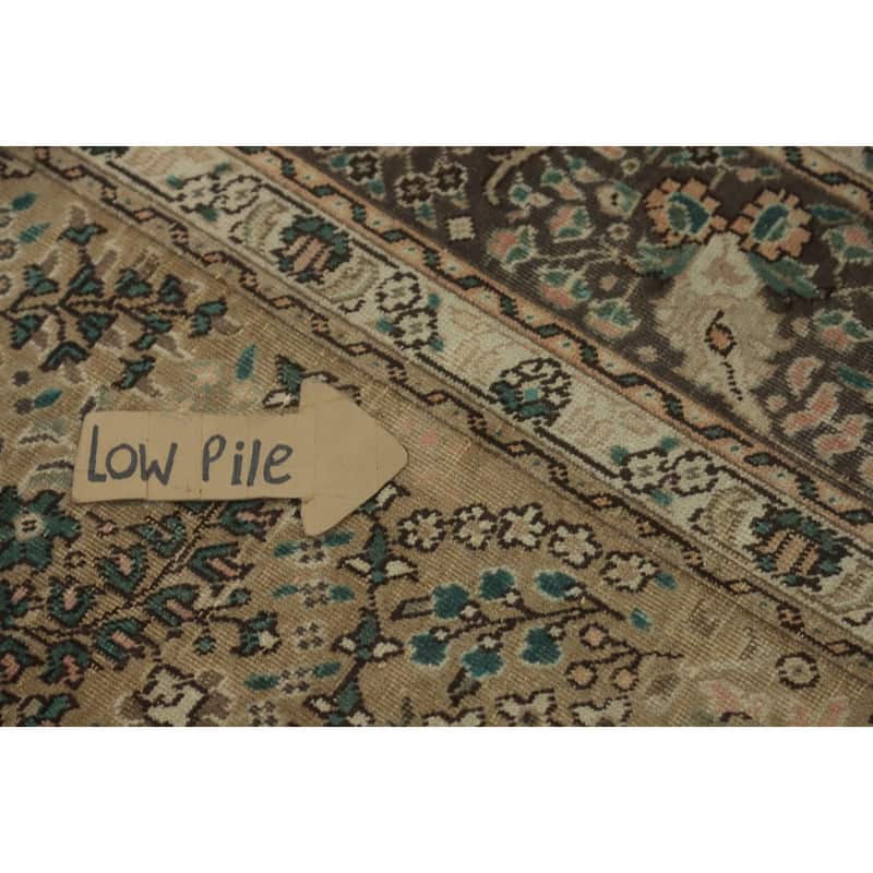Hand Knotted Oriental 100% Wool Carpet Traditional Floral Brown Tabriz Area Rug - 9' 4'' X 6' 5''
