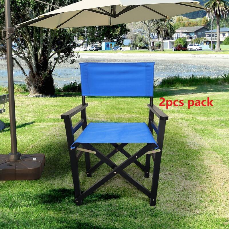 2-Piece Populus Wood & Canvas Director's Chair Set, Foldable