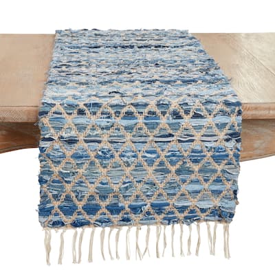 Woven Chindi Net Fringed Table Runner - 16"x72"