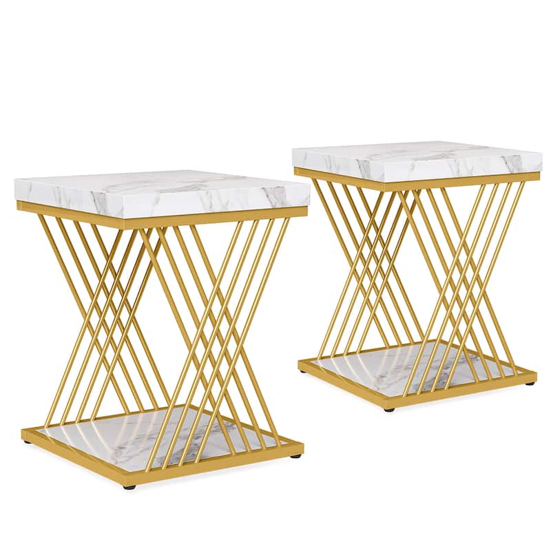 Square End Side Table for Living Room （Set of 2）