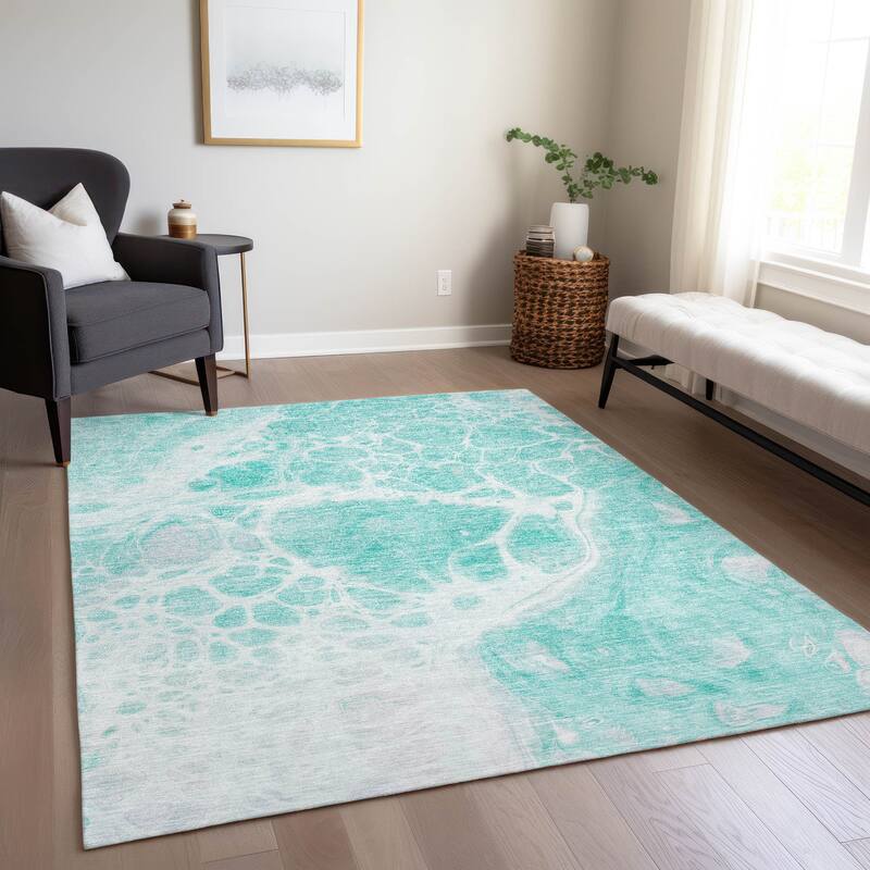 Machine Washable Indoor/ Outdoor Chantille Abstract Contemporary Rug
