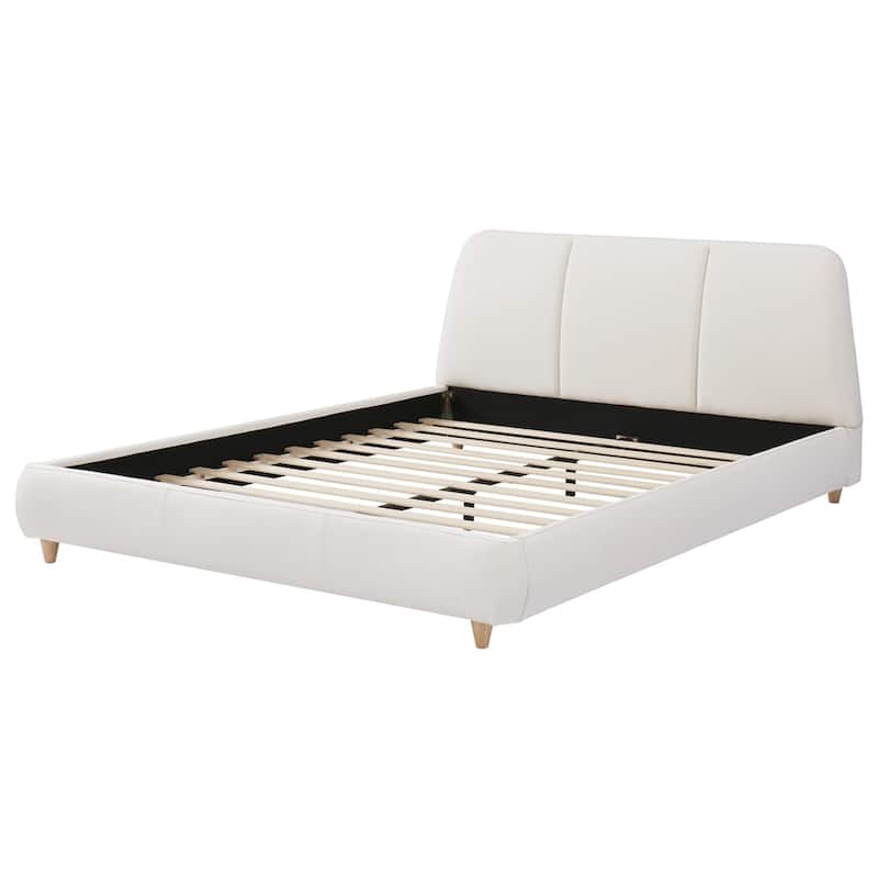 Modern Upholstered Bed Frame with Linen Fabric