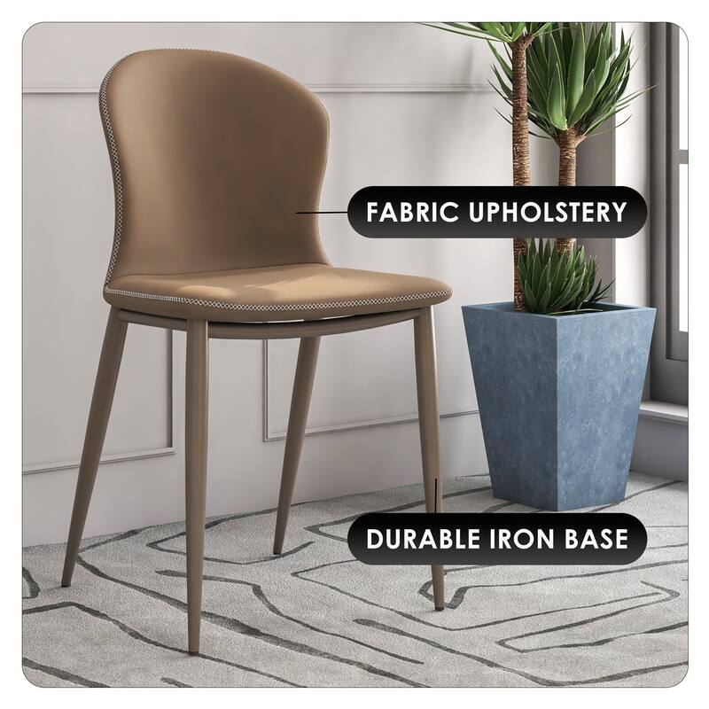 Upholstered Dining Chair in Fabric with Iron Legs Mosaic Series Set of 2