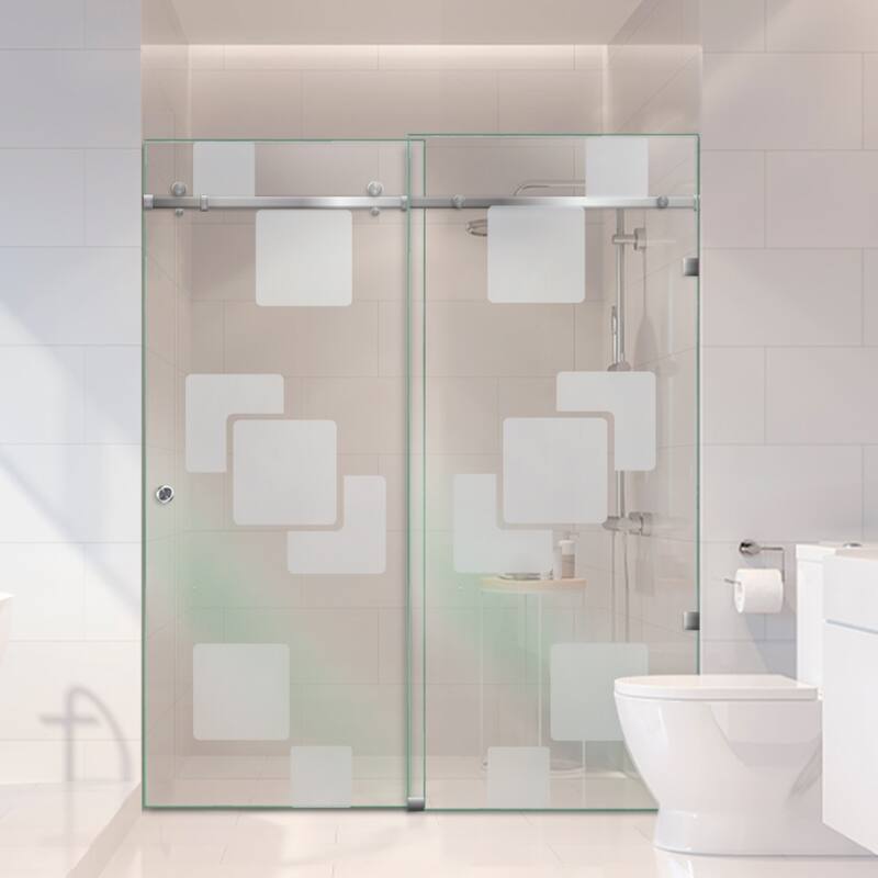 Frameless Sliding Glass Shower Door - 58"x80"-Left - Non-Private