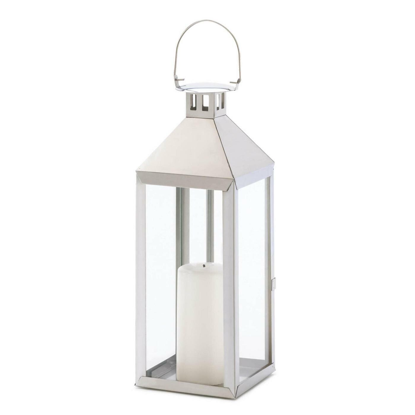 Stainless Steel Glass Silver Soho Hurricane Lantern Bed Bath Beyond 40296495