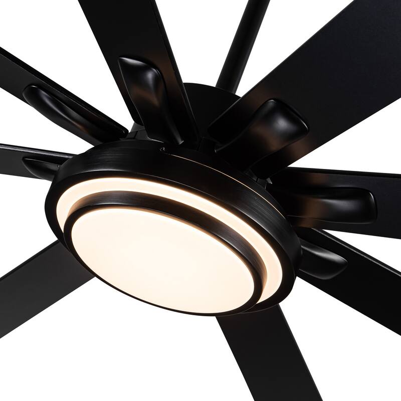 Gabriel 72 in. Indoor Black PlyWood Smart Ceiling Fan with Integrated LED, Works with Alexa/Google