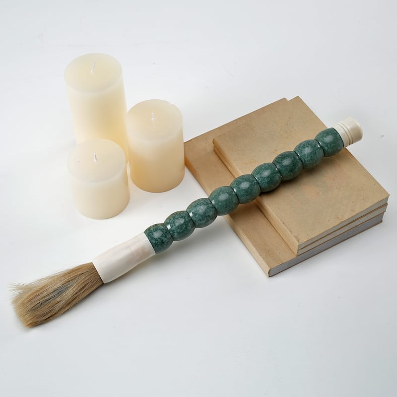 Artissance 20" Large Gray Marble Jade Calligraphy Brush With Stand