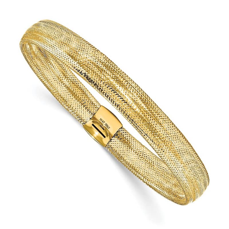 Curata 14k Yellow Gold Polished Mesh Stretch Bracelet