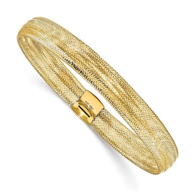 Curata 14k Yellow Gold Polished Mesh Stretch Bracelet