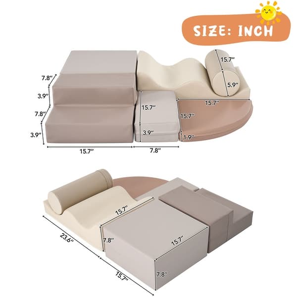 dimension image slide 1 of 4, 6-Piece Kids Climb and Crawl Foam Play Set,Educational Activity Toys