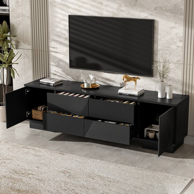 70.8" Modern TV Stand, Entertainment Center with Cabinets, 4 Drawers, Media Console Table, Living Room Modern TV Cabinet