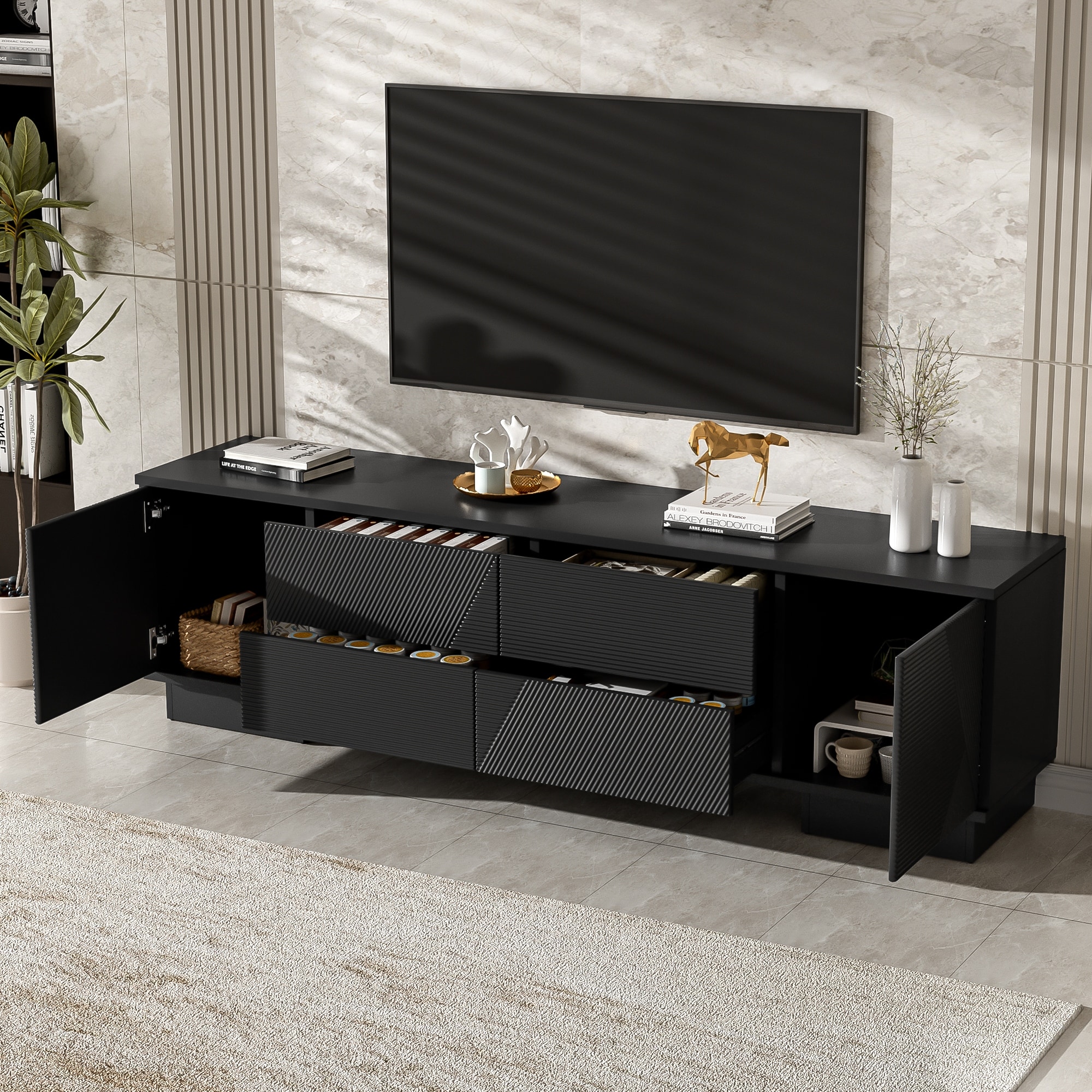 70.8'' Modern TV Stand Storage Cabinet for TVs up to 75 Inches, Entertainment Center Media TV Console Table