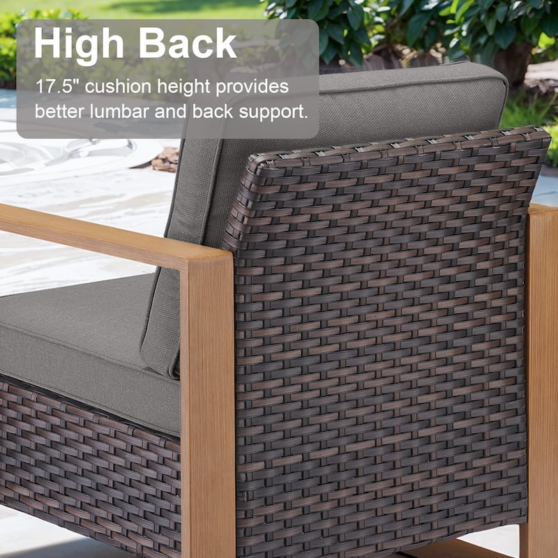 Gymojoy 7 Pieces Patio Sofa with Rattan Swivel Rocking Chair Ottomans Outdoor Conversation Set