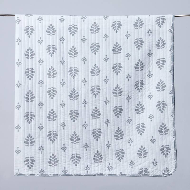 Luxurious Intricate French Floral Design Microfiber Quilt Set With Shams