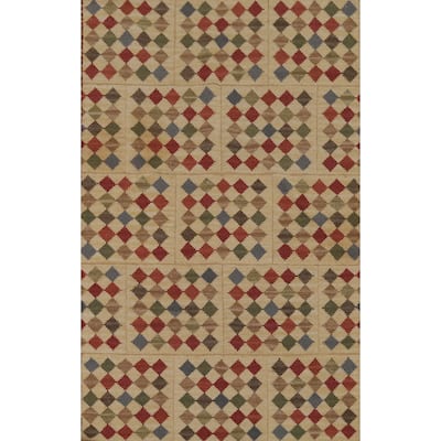 All-Over Flat Weave Geometric Kilim Indian Rug Handmade Wool Carpet - 5'0"x 7'10"