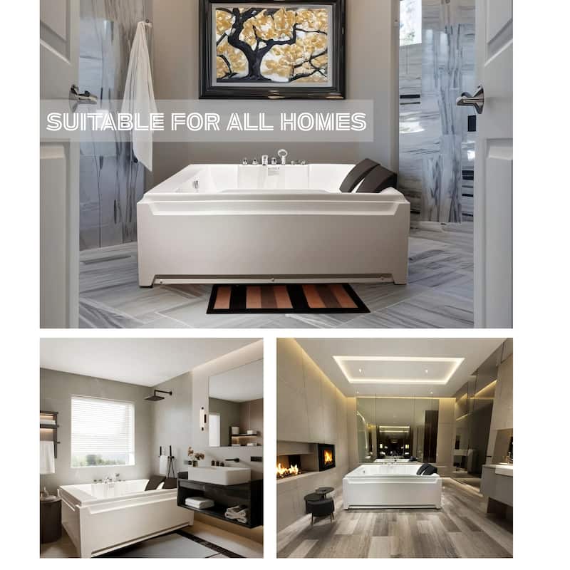 Whirlpool Tub,73" x 48" Jetted Bathtub for 2 Person