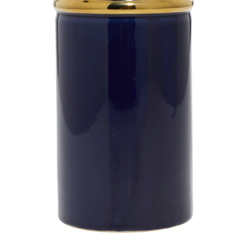 White Ceramic Decorative Vase with Gold Accents (Set of 3)